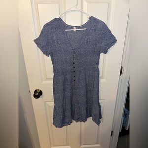 Pastel Blue Dress with buttons and white spots